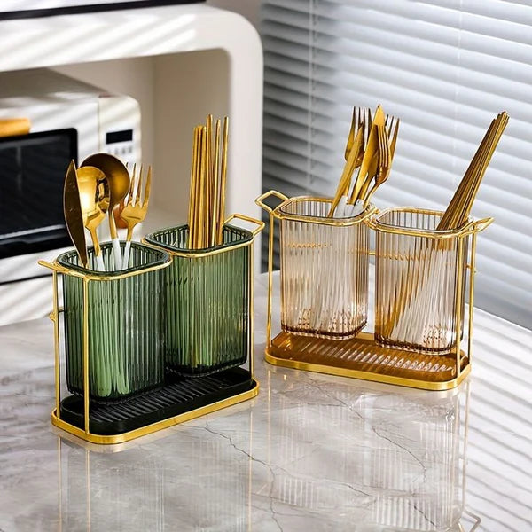 Elegant Two-Compartment Cutlery Holder