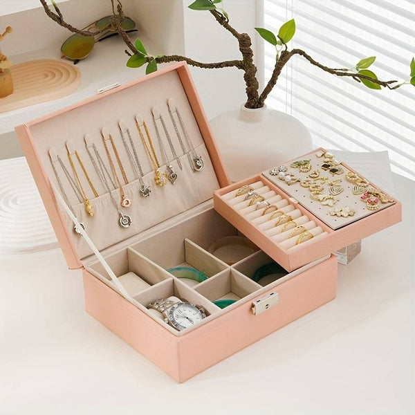 Lockable Leather Jewellery Box