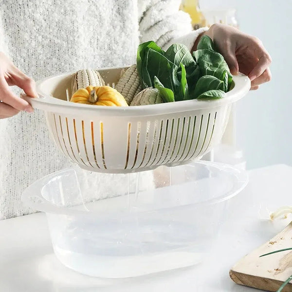 Vegetable And Fruit Drain Basket With Lid