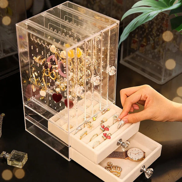 Transparent Jewelry Storage Box With Drawer