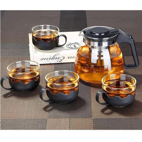 Heat Resistant Glass Teapot With Cups